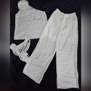 Shein Elegant White Women's 2- Piece Set, Size Small